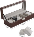 Watch Box, 6 Slots Leather Watch Display Case Jewelry Storage for Men | Brown, Lock, Modern