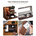 The Complete Desk Set - phone dock, watch box, valet tray and card case shown together