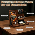 Gifts for Men Wood Phone Docking Station Birthday Gift for Men Valentines Day Gifts Father Gift for Him Boyfriend Nightstand Organizer Desktop Phone Stand