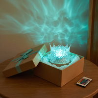 Ripple lamp glowing inside an opened gift box with a teal ribbon